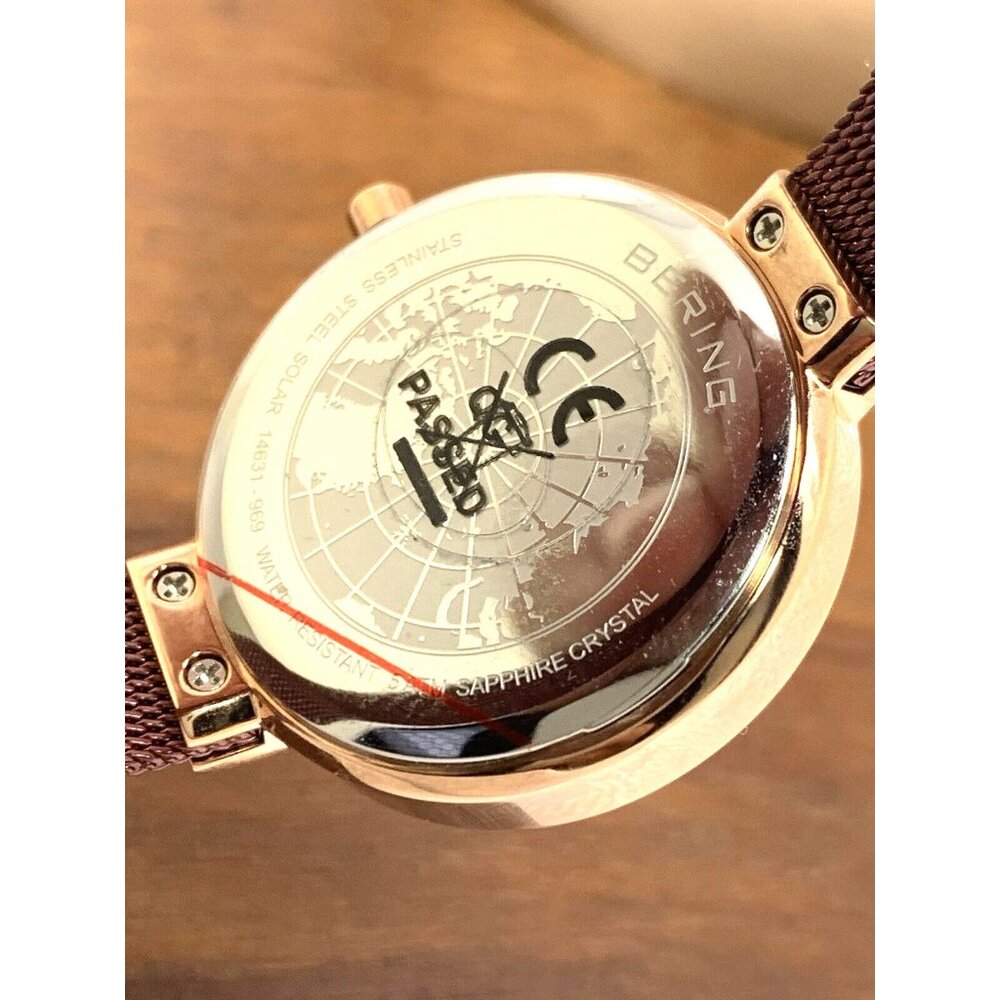 Bering Women's Watch 14631-969 Solar Rose Gold Purple Mesh Steel Band 31mm - Picture 6 of 13